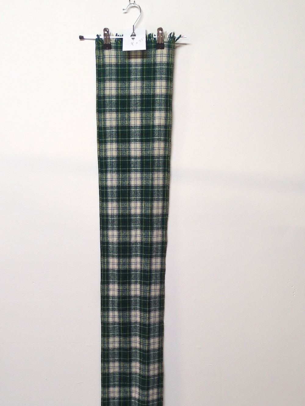 Vintage Green Wool Tartan Winter Scarf